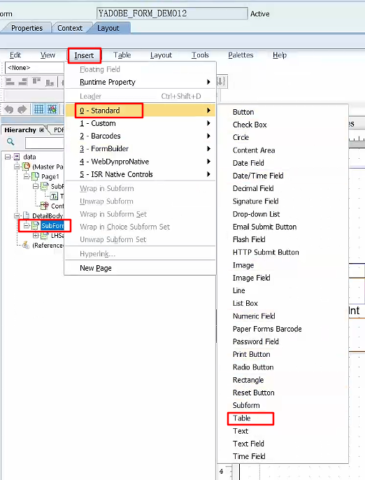 21.Adobe Form_Table_Insert Table